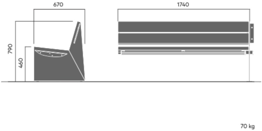 VESTRE Скамья из стали и дерева со спинкой Bloc sun-id-1367023 - Вид №6