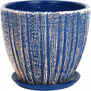 82116388 Горшок цветочный ø12 h11 см v0.8 л керамика синий/бежевый Меланж
