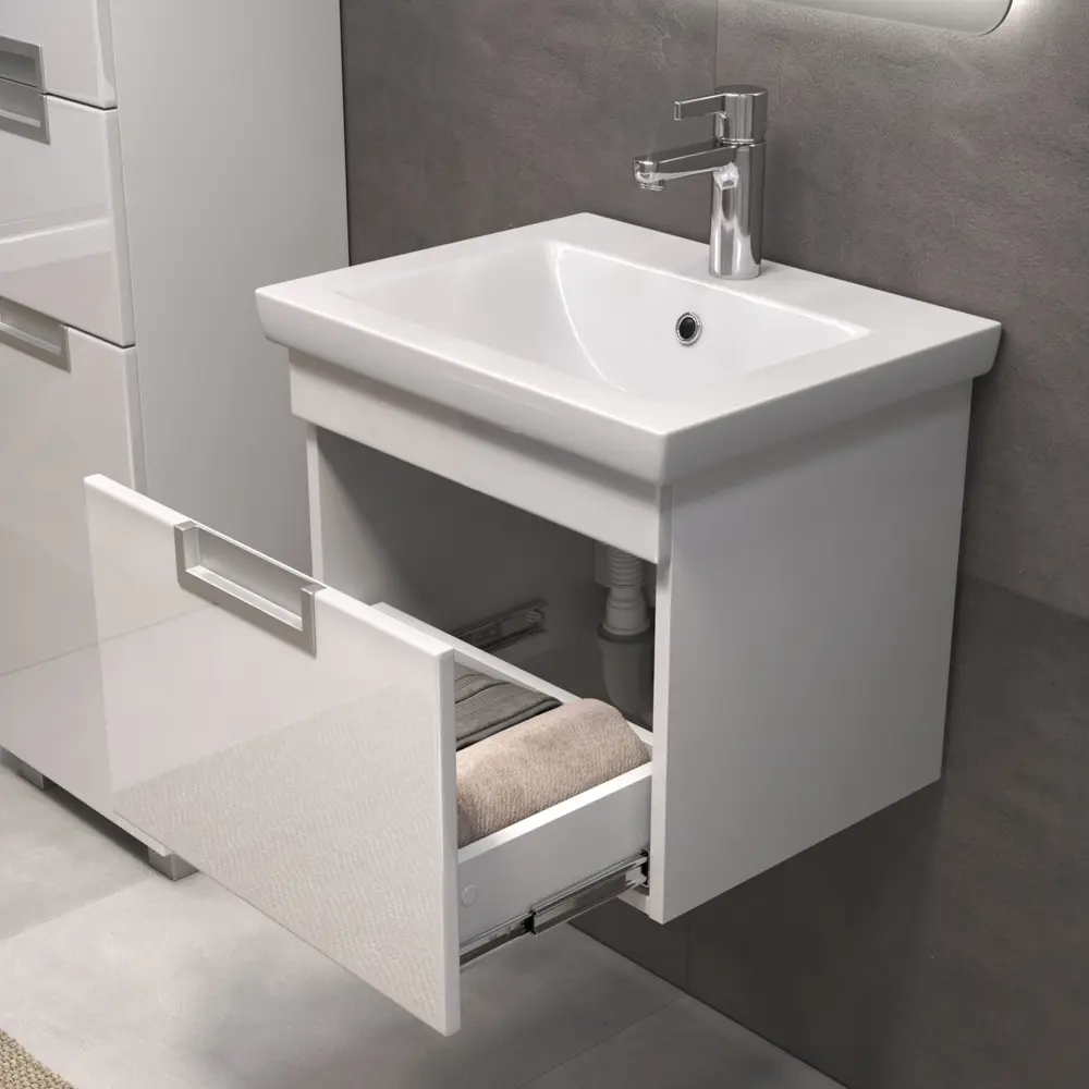 Тумба Vigo Vento Colour подвесная для ванной 47 см белая глянцевая 89380946 STLM-1505823 - Вид №9