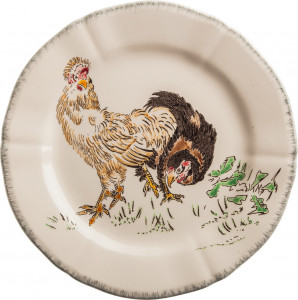 10600288 Gien Тарелка закусочная Gien Белая и черная курочки 23см, фаянс Фаянс