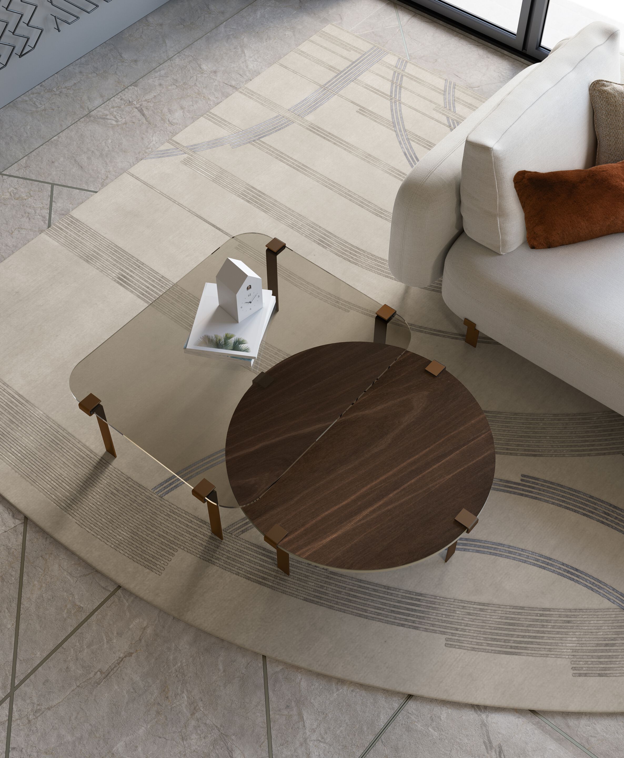 Ковер ручной работы из шерсти с геометрическим рисунком Bizzotto Italia DROP ARCH-00124384 - Вид №3