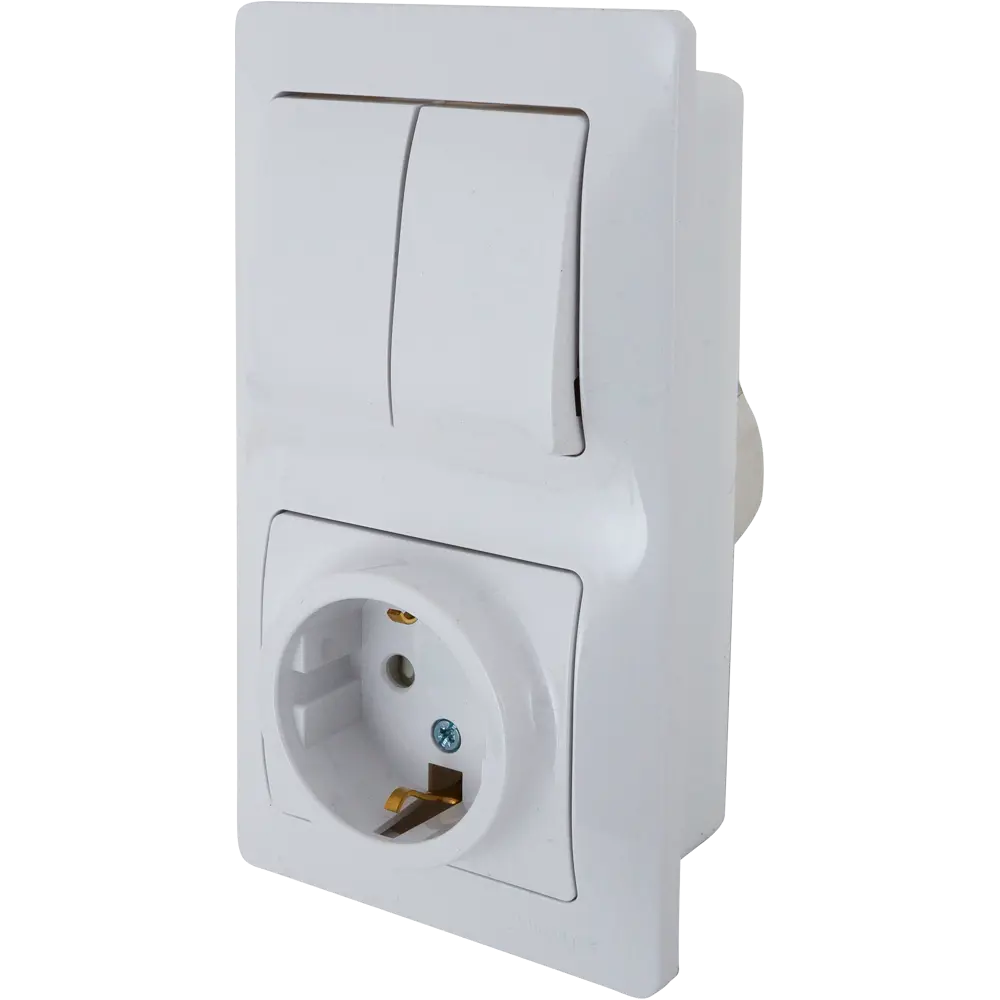 Schneider Electric Glossa — выключатель с розеткой, 2 клавиши, белый 82170745 STLM-0021044 - Вид №1