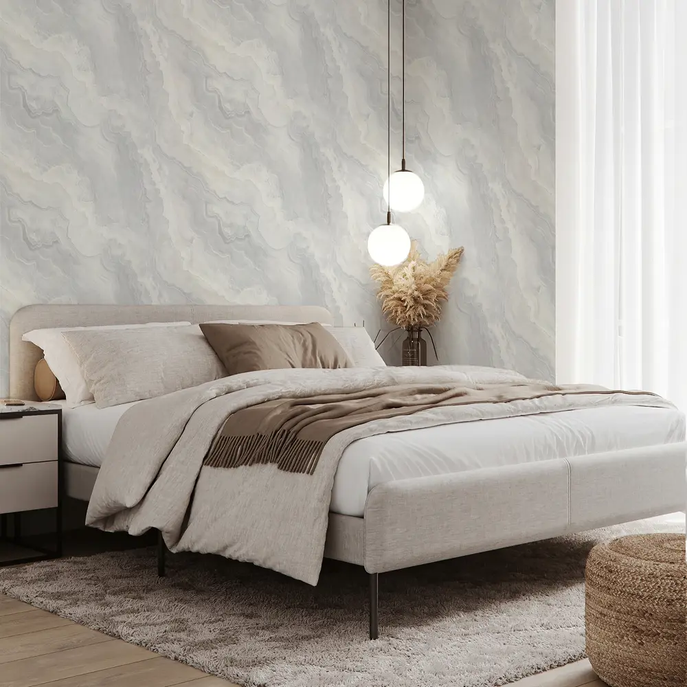 Wall Decor Марбл: серые флизелиновые обои с текстурой камня 89417509 STLM-1572359 - Вид №4