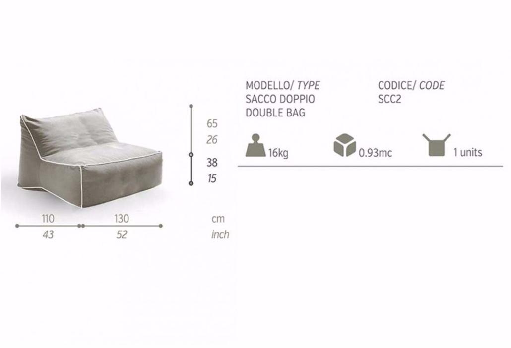 Talenti Двойное садовое кресло из ткани sunbrella® Sacco sun-id-1394947 - Вид №3