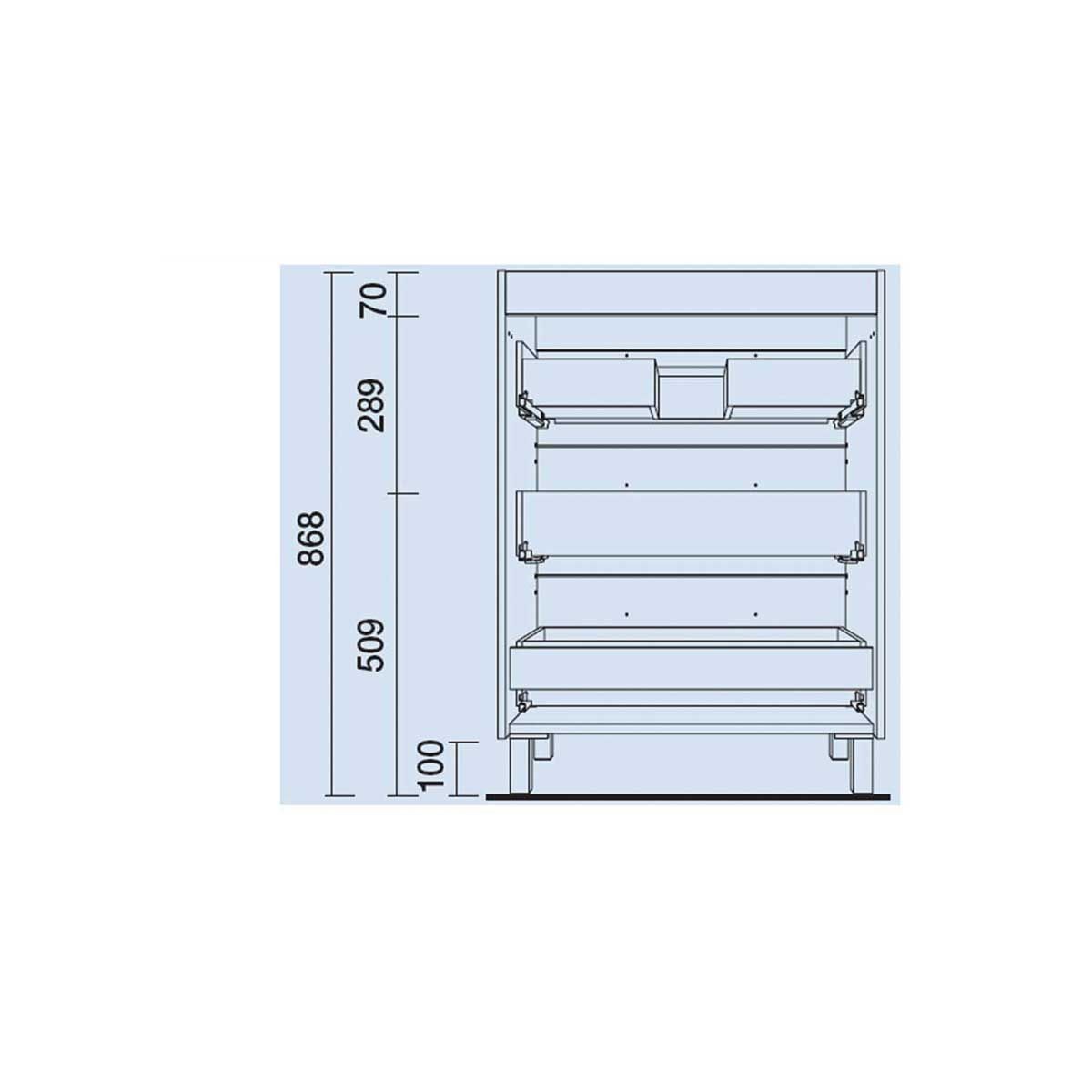 26586 SALGAR Мебель для умывальника FUSSION CHROME 700 3 ящика NATURAL 697 x 868 x 450 мм Естественный - Вид №3