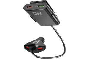 18918174 Автомобильное зарядное устройство для телефона и гаджетов 4 USB с проводом R77008 DSV