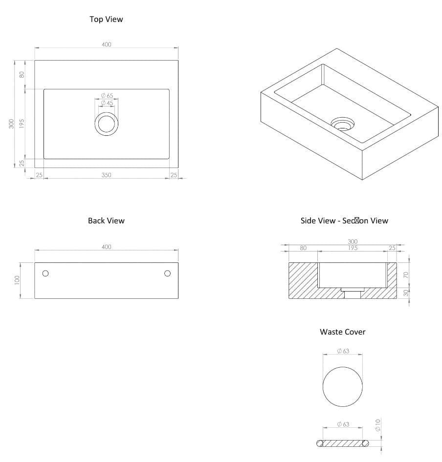 Прямоугольный подвесной умывальник из мрамора Арабескато LUSSO VIA ARCH-00063761 - Вид №3