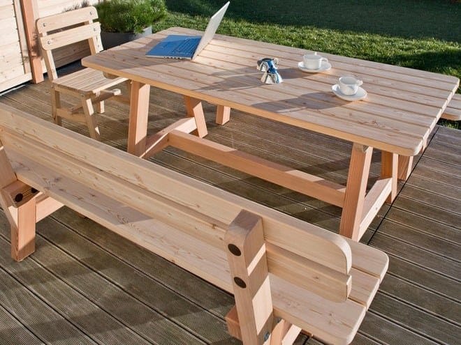 Прямоугольный садовый стол из лиственницы Pircher SIRMIONE ARCH-00107313