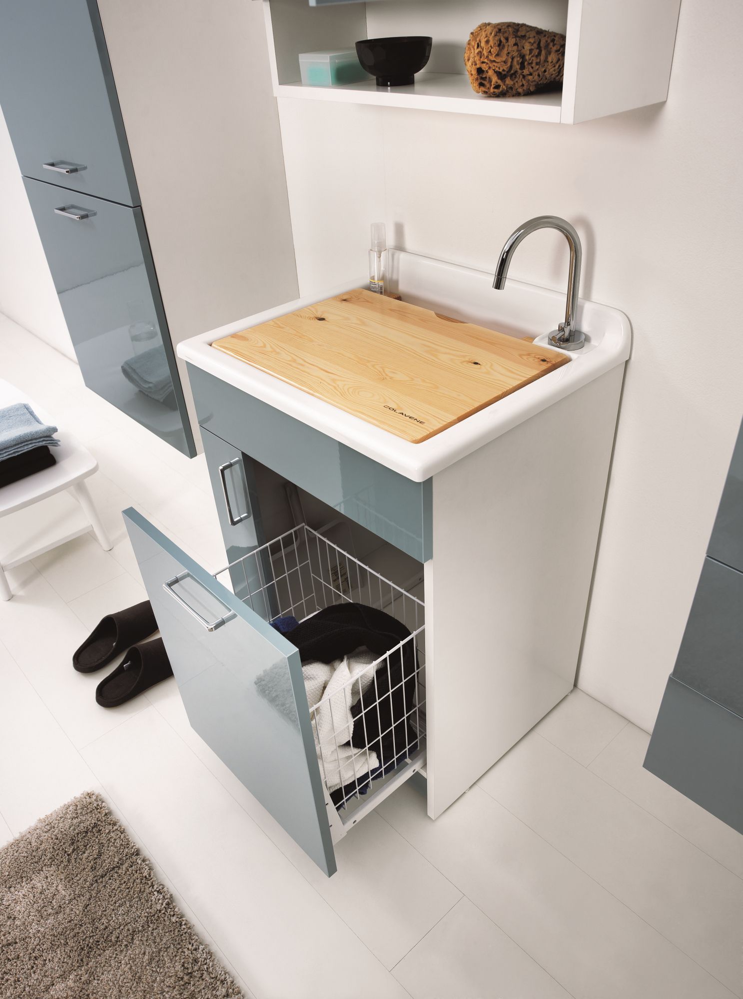 Шкаф для белья из ДСП с бельевой стойкой COLAVENE Jolly Wash ARCH-00149787 - Вид №8