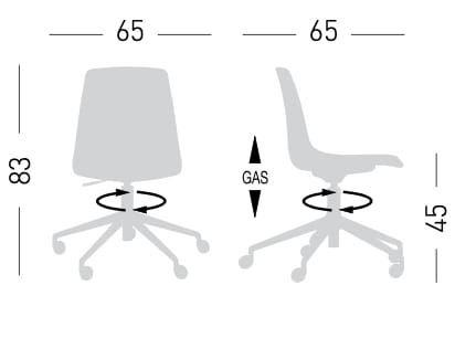 Поворотный стул из инженерного пластика с регулируемой высотой и 5 спицами GABER Альгамбра ARCH-00082042 - Вид №3