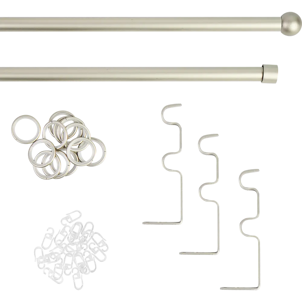 Карниз двухрядный раздвижной шар d19/16 мм 180-360 см металл цвет матовая сталь ORBIS STLM-2200968 - Вид №1