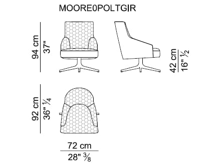Кожаное вращающееся кресло с подлокотниками i 4 Mariani Мур ARCH-00070230 - Вид №4