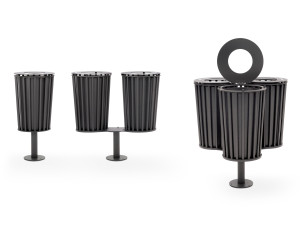 Наружная металлическая стойка для мусора с крышкой