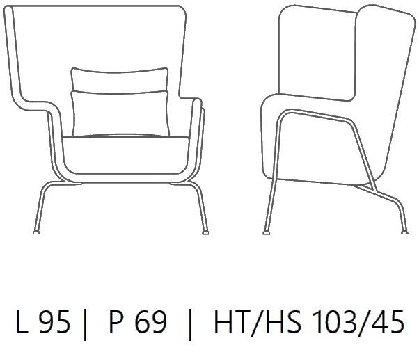 Quinti Sedute Кресло из ткани с высокой спинкой для контракта Hip sun-id-1419273 - Вид №3
