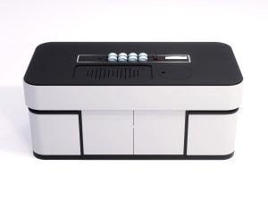 Прямоугольный стол для общественных мест со встроенными стульями