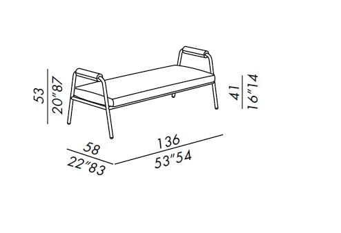 Садовая скамейка из технической ткани с подлокотниками Meridiani Zoe Wood Open Air ARCH-00126482 - Вид №1