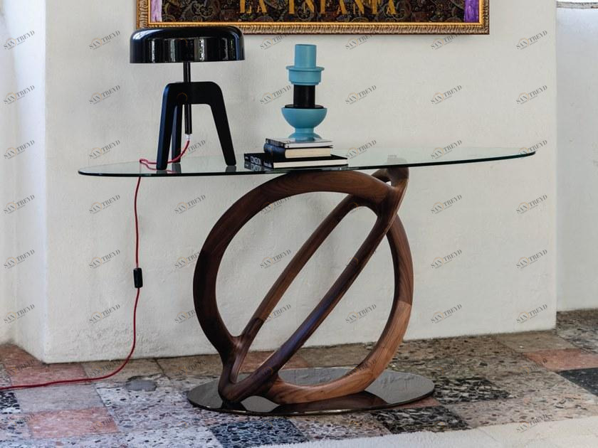 Porada Консоль из орехового дерева со стеклянной столешницей Iron sun-id-1363610