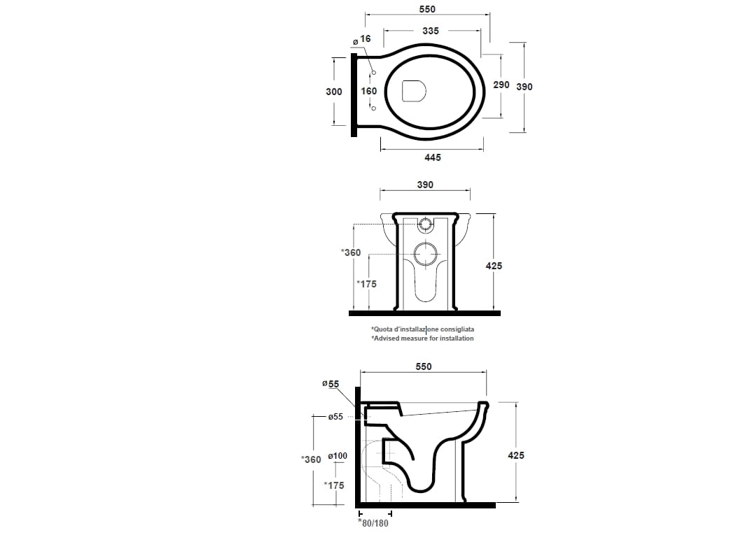 Туалет провод керамическая стена Gaia Mobili Complements ARCH-00141268