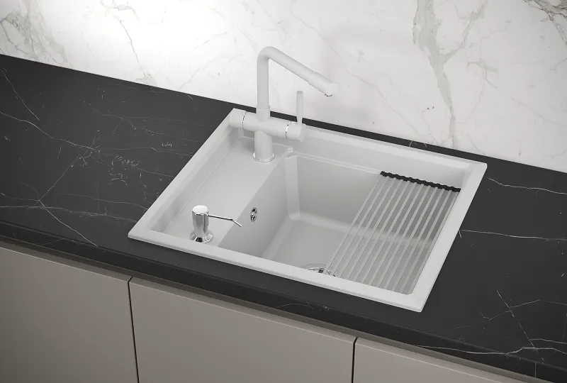KS-6004, АРКТИК (БЕЛЫЙ), кухонная мойка, кварц GRANULA 6004-ST311
