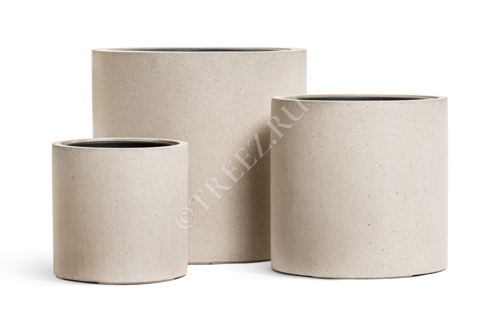 41.3320-02-028-BE-53 Кашпо  Effectory - серия Beton - Цилиндр - Белый песок Цветочная коллекция 