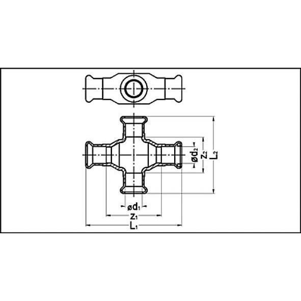 181802212 SANHA 8180 пресс-крестовина, бронза, одноплоскостная 22x12 мм  - Вид №1