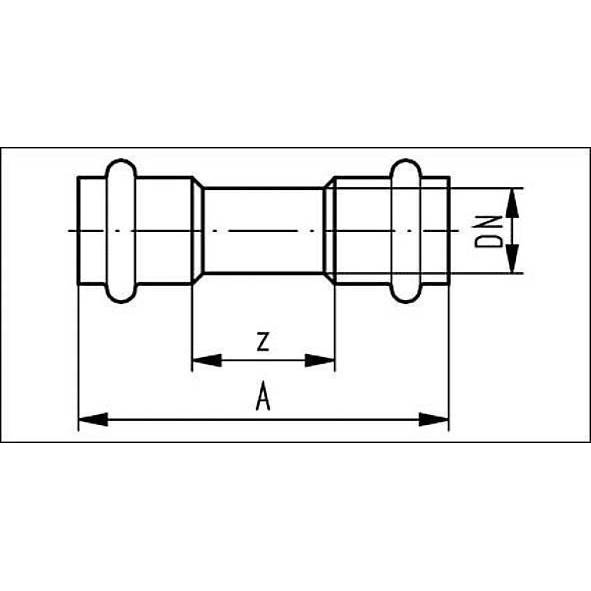 61827054 SANHA 18270 пр.-фит. нерж., упл.фитон муфта двойная ВПр 54 мм  - Вид №1