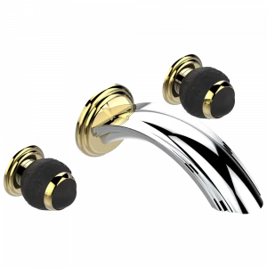 A2K-41SGB Внешняя часть смесителя встраиваемого в стену для ванны на три отверстия с изливом СУПЕР ГОЛИАФ Thg-paris Panthere с чёрным хрусталём Хром-золото