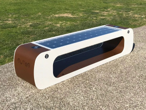 Стальная скамья без спинки с USB-разъемом со встроенным освещением