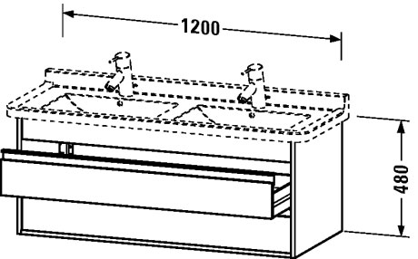 KT664605151 Тумбочка подвесная Ketho #KT6646 1200 x 455 мм Сосна коричневая, декор Duravit - Вид №1