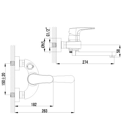 LM4314C Смеситель Shift для ванны LEMARK SHIFT - Вид №1