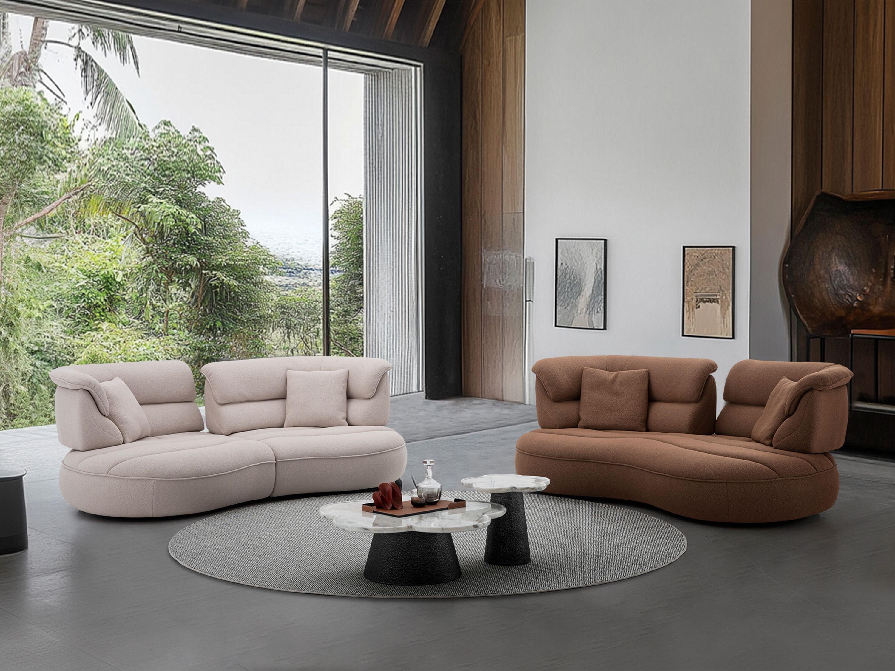 Модульный угловой диван из ткани CAMPO DE' FIORI SHROOM ARCH-00028651 - Вид №17