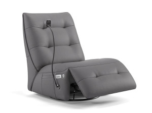 Кожаное вращающееся кресло с подставкой для ног