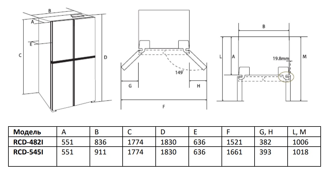 9057390 Холодильник многодверный   Tesler RCD-482I (2024) белый STDN-0059781 - Вид №11