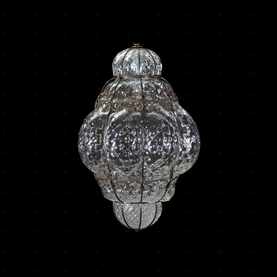 4212 ORIGINALMURANOGLASS Потолочный светильник Клетка - янтарный/хрустальный - муранское стекло OMG 40 см 