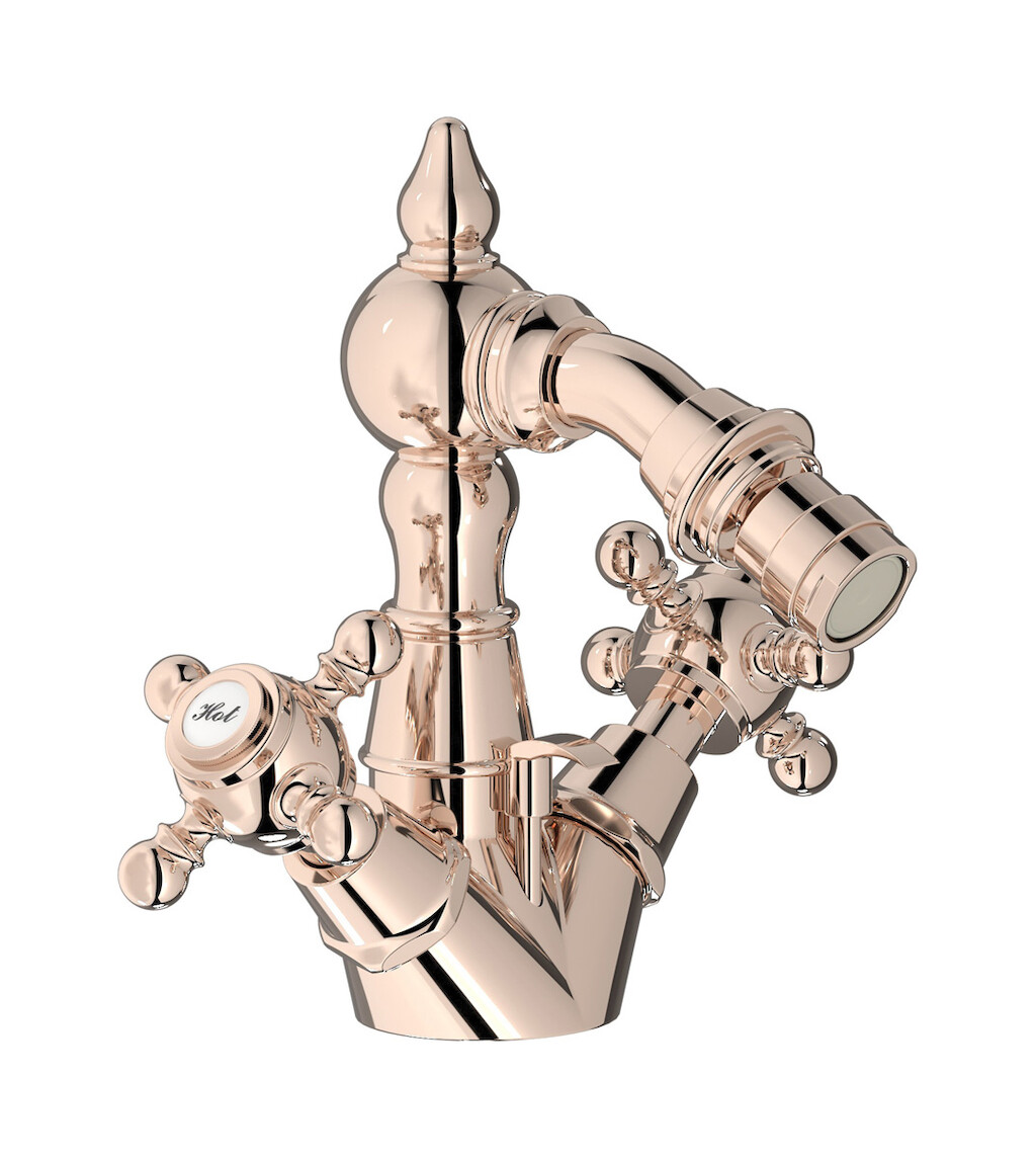 Смеситель для биде с 2 ручками в комплекте с донным клапаном. WE ARE IB hr225rs Rose Gold Hermes