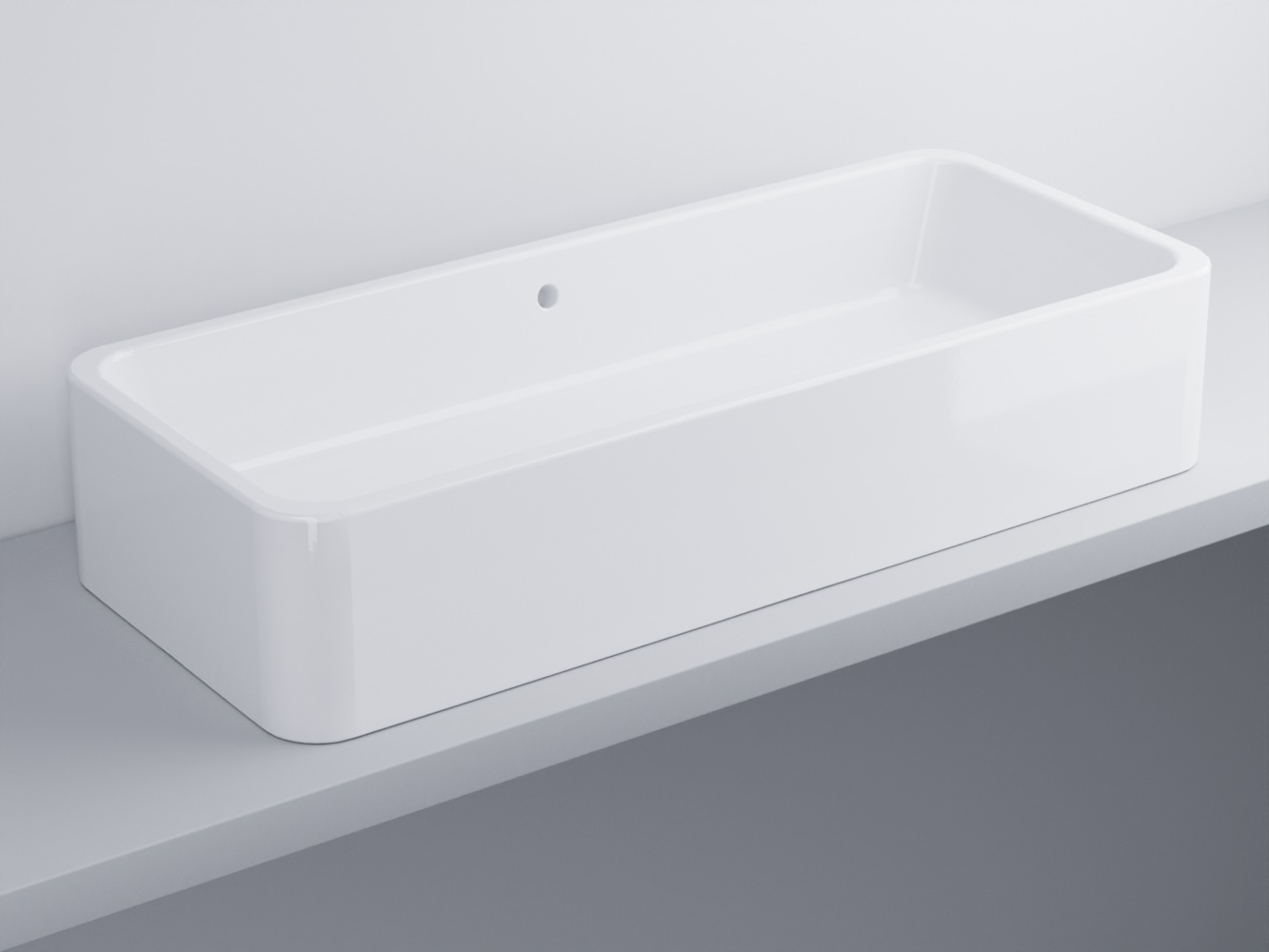 SHLAA10020-BL Раковина накладная прямоугольная с переливом 100 x 20 h cielo Shui Ceramica Cielo