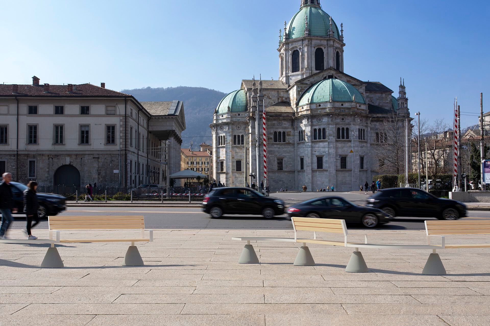 Модульная алюминиевая изогнутая скамья с коническим основанием Urbantime Вечнозеленый.040 ARCH-00032977 - Вид №2