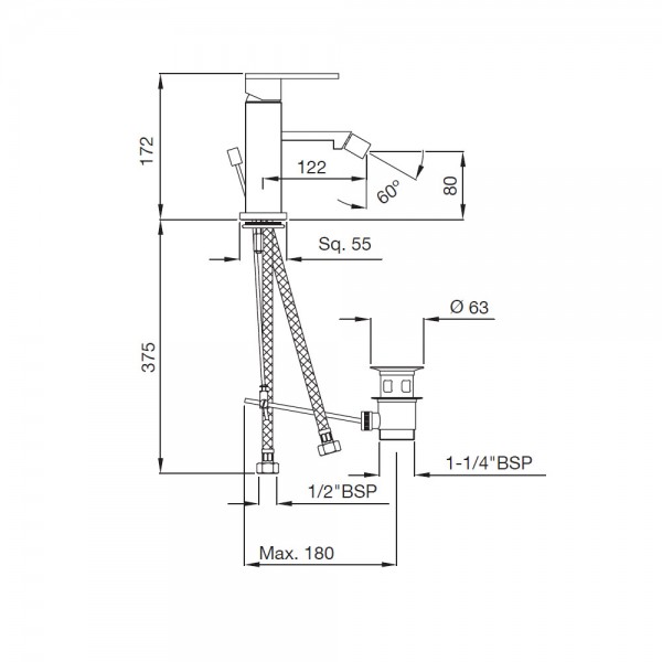 LEB-BCH-45213B Смеситель для биде Artize Le Blanc Черный хром  - Вид №1