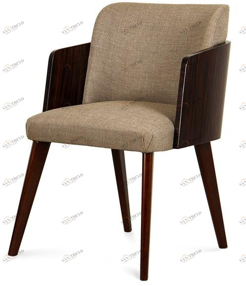 JOSÉ LEITE DE CASTRO Мягкое кресло из ткани и черного дерева с подлокотниками  11213398 