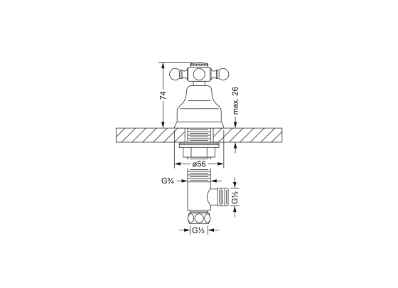 Боковой вентиль ½", для горячей воды JOERGER Delphi 109.10.341.000 - Вид №1
