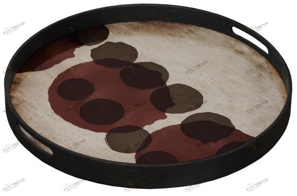 Ethnicraft Круглый поднос из дерева и стекла Translucent silhouettes 20437