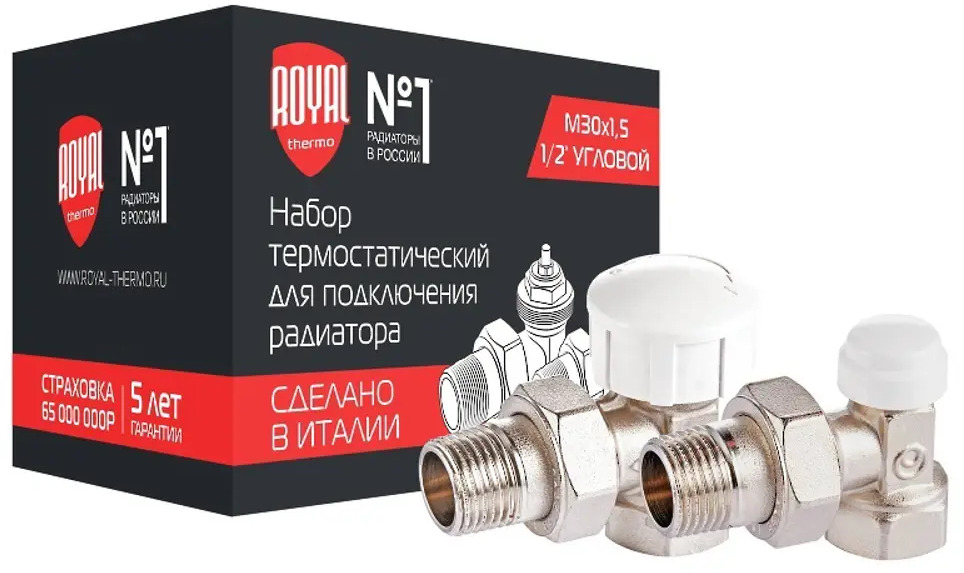 86906259 Набор термоклапанов Royal Thermo 3/4 угловое подключение STLM-0938169