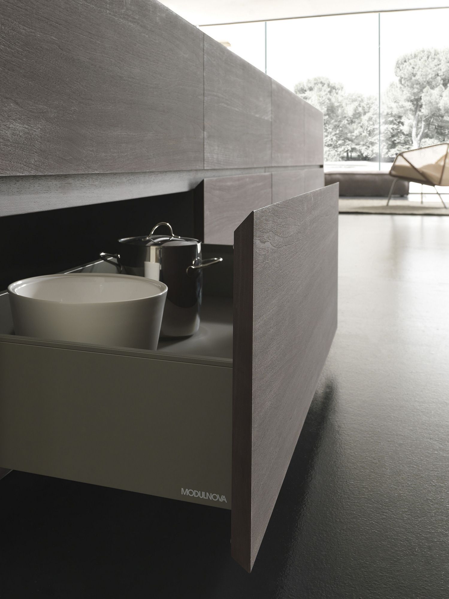 Кухня из нержавеющей стали и дерева с островом MODULNOVA Fly ARCH-00068193 - Вид №4