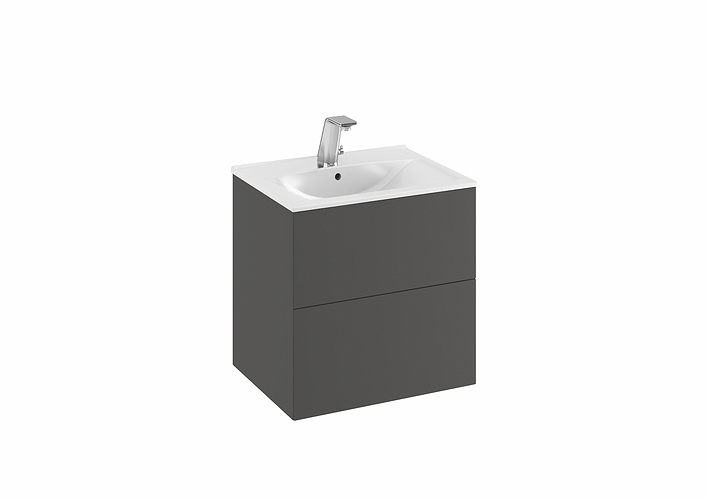 9751373111 IDO Elegant напольный шкаф для мебельной раковины с двумя ящиками, W = 900 мм, W1 = 910 мм, темно-серый - Вид №3