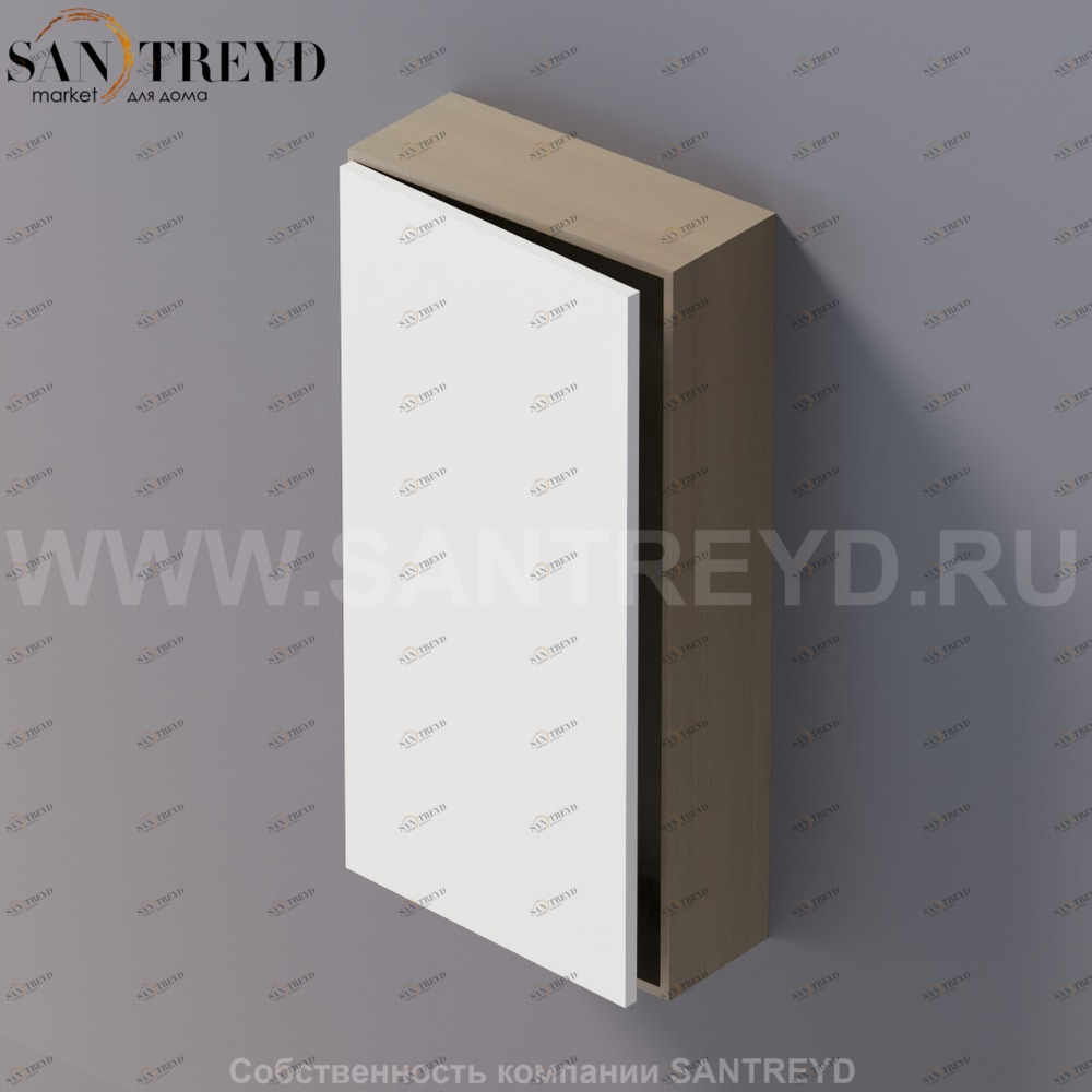 LIFT Модульный шкаф 80 см с левой дверью на доводчиках. Модули могут располагаться горизонтально и вертикально. Отделка: серый дуб и белая краска. AMOB052LZRCSX Agape