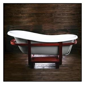 Ванна Akcjum Rectime New WR-04-M овальная серая с деревянной рамкой