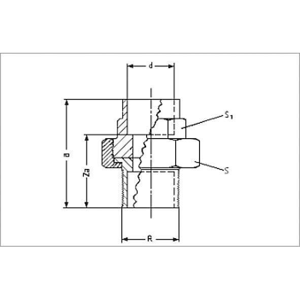 143311812 SANHA 4331G сгон ВП-НР, бронза, с плоским уплотнением 18x1/2 мм  - Вид №1