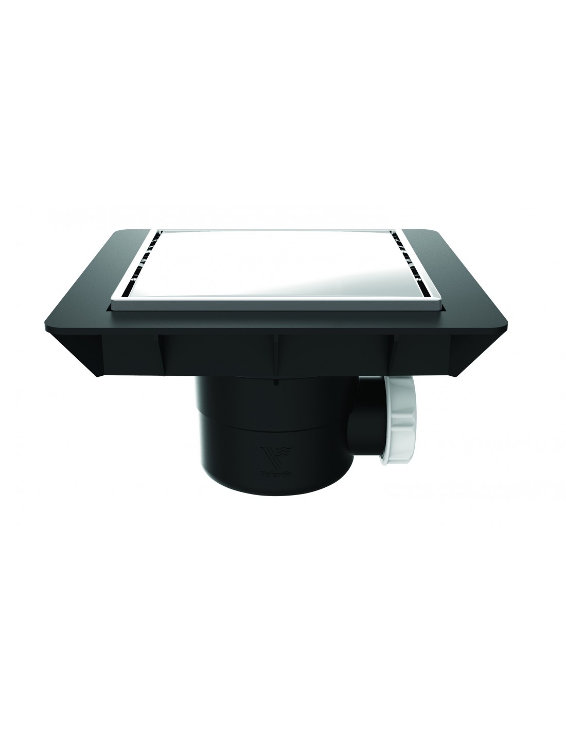 460710 000 00  Напольный трап Quadratto для душа, с регулируемой рамой, облицованной плиткой, горизонтальный слив D 40 мм, крышка из хромированного металла Valentin Хром 