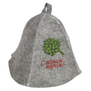 Шапка для бани Банный мир С легким паром войлок цвет серый