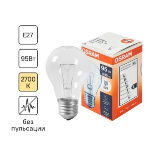 86363728 Лампа накаливания Osram Clas FS1 E27 230 В 95 Вт груша 1260 лм теплый белый цвет света STLM-0914950